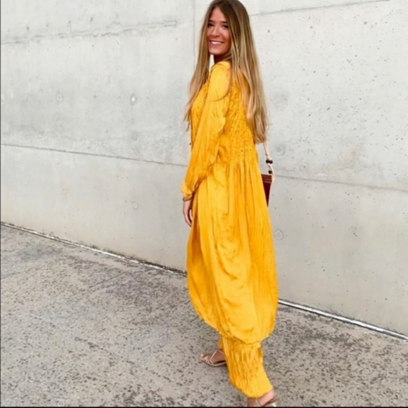 “set” Zara Mustard Wrinkle Look Dress /Pants NWT - Picture 15 of 16